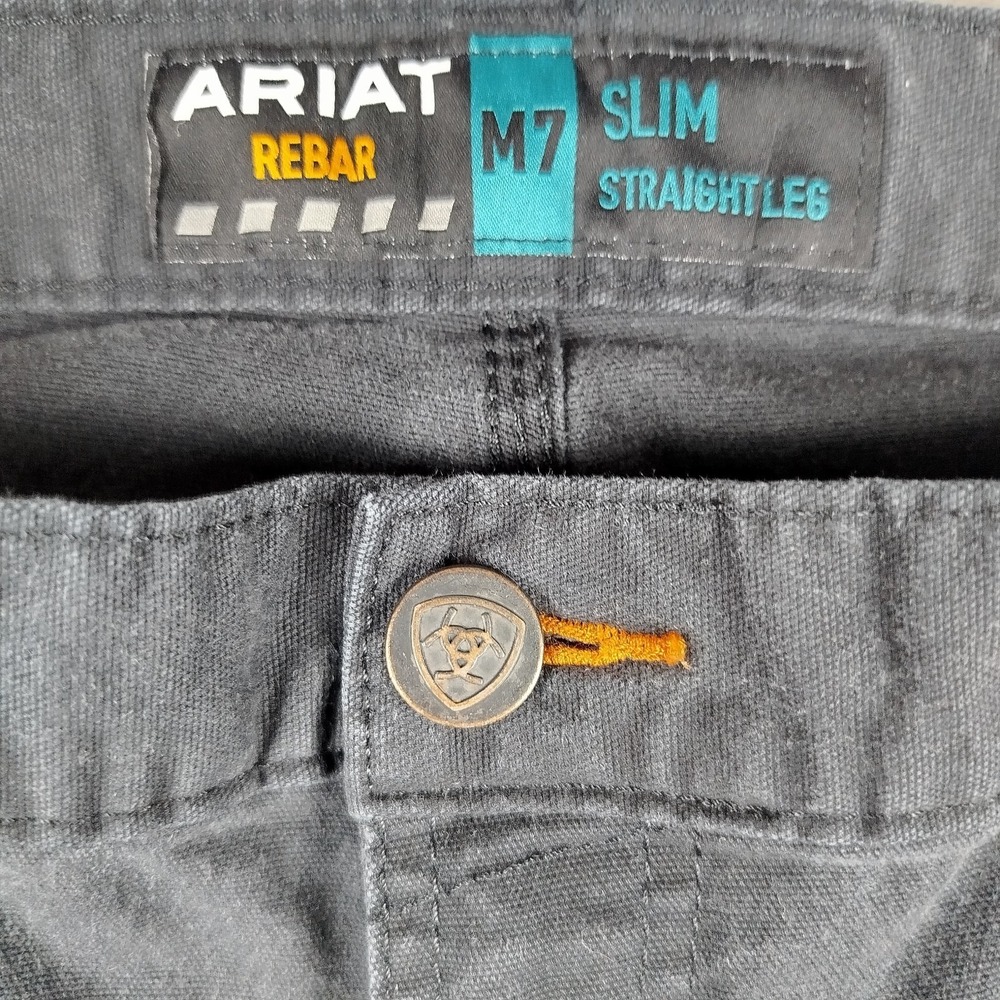 Ariat Rebar M7 Slim Straight Leg Black Jeans Mens Size 38x32 Workwear‎ - Picture 5 of 14